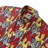 Castlebeard 1980s Vintage Men's Hawaiian Shirt Unicorn Print Cotton Button-down Short Sleeve Aloha Shirt, view 2