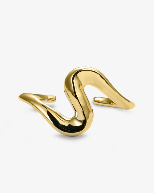 Castlebeard Anastasia Sculptural Wavy Gold Open Cuff Bracelet