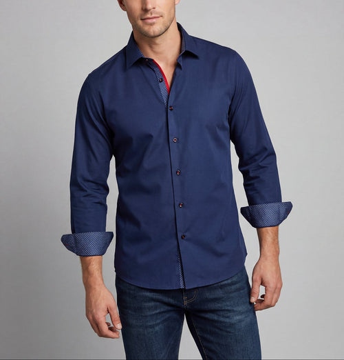 Castlebeard Anthony Button-Up Shirt With Contrast Details // Navy // Contemporary Fit (Regular)