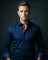 Castlebeard Anthony Button-Up Shirt With Contrast Details // Navy // Contemporary Fit (Regular), view 3