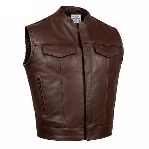 Castlebeard BECK® 566 Horsehide Motorcycle Vest — Brown