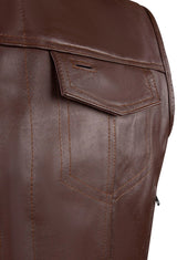 Castlebeard BECK® 566 Horsehide Motorcycle Vest — Brown, view 4