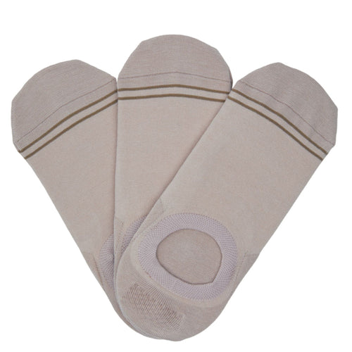 Castlebeard Beige No Show Socks- 3 Pack