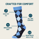 Castlebeard Black and Blue Argyle Socks, view 4