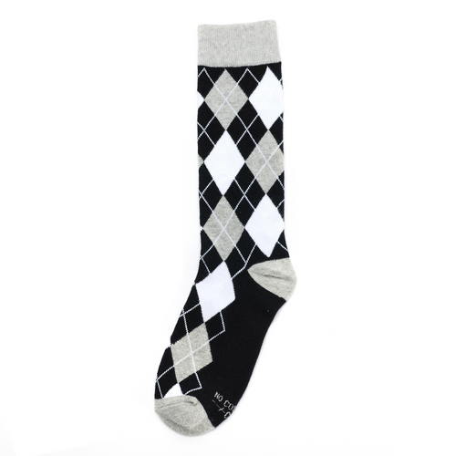 Castlebeard Black and White Argyle Socks