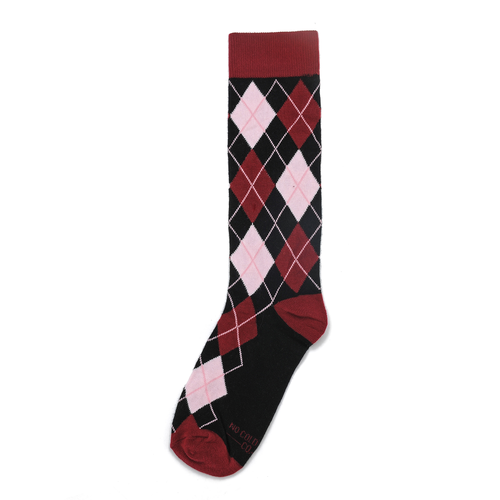 Castlebeard Black, Burgundy and Blush Argyle Socks
