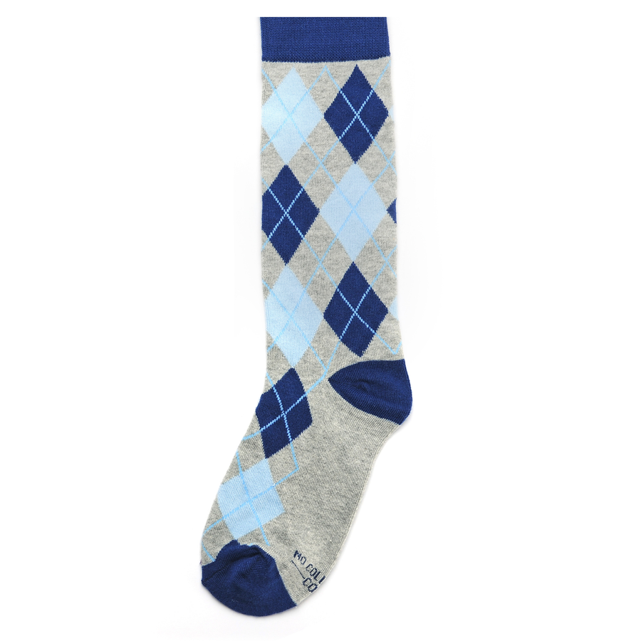 Castlebeard Blue and Grey Argyle Socks