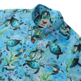Castlebeard Blue Hawaiian Shirt For Men Short Sleeve Ocean Sonata Shirt Button-down Cotton Shirt By Seven, view 2