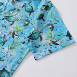 Castlebeard Blue Hawaiian Shirt For Men Short Sleeve Ocean Sonata Shirt Button-down Cotton Shirt By Seven, view 4