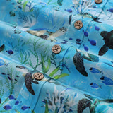 Castlebeard Blue Hawaiian Shirt For Men Short Sleeve Ocean Sonata Shirt Button-down Cotton Shirt By Seven, view 5