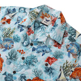 Castlebeard Bluey Hawaiian Shirt For Men Fish Shirt Camp Collar 100% Cotton Shirt By Sun, view 2