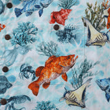 Castlebeard Bluey Hawaiian Shirt For Men Fish Shirt Camp Collar 100% Cotton Shirt By Sun, view 3