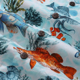 Castlebeard Bluey Hawaiian Shirt For Men Fish Shirt Camp Collar 100% Cotton Shirt By Sun, view 5