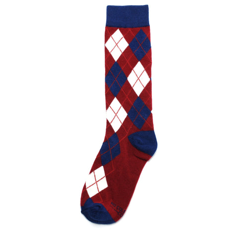 Castlebeard Burgundy and Navy Argyle Socks