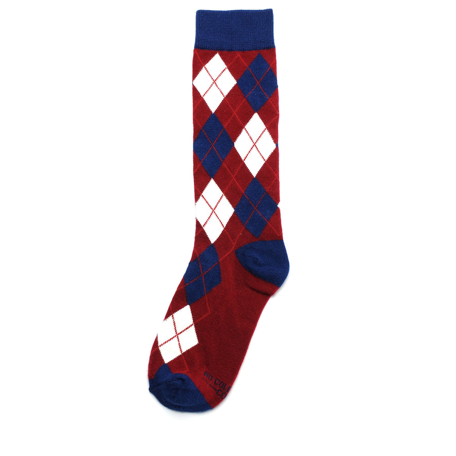 Castlebeard Burgundy and Navy Argyle Socks