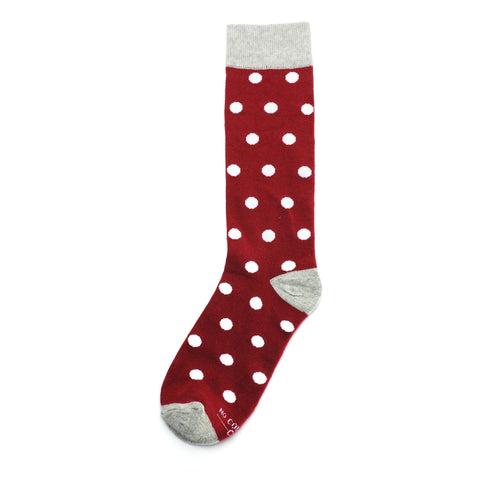 Castlebeard Burgundy with White Polka Dot Socks