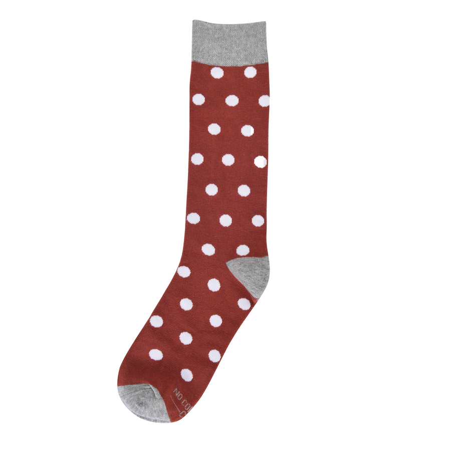 Castlebeard Burnt Orange with White Polka Dot Socks