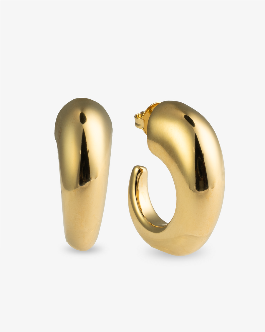 Castlebeard Camila Chunky Sculptural Gold Open Hoop Earrings