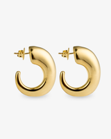 Castlebeard Camila Chunky Sculptural Gold Open Hoop Earrings, view 3