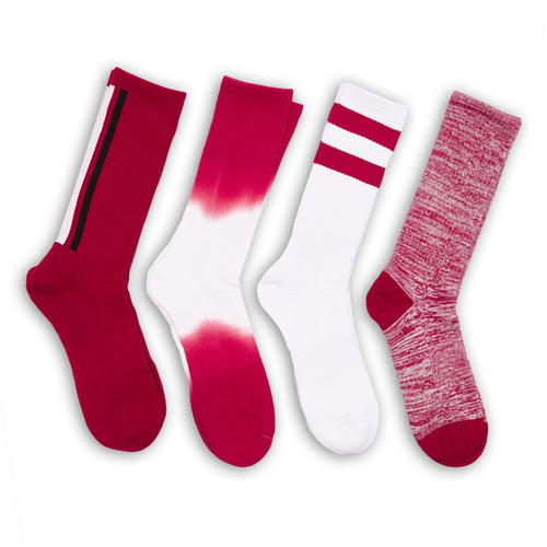 Castlebeard Cardinal / White Casual Socks 4 Pack