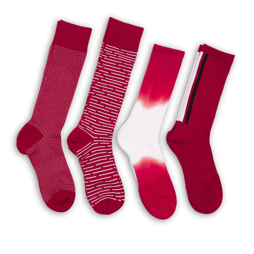 Castlebeard Cardinal / White Mixed Socks 4 Pack -B