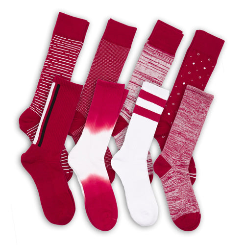 Castlebeard Cardinal / White Mixed Socks 8 Pack