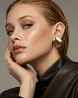 Castlebeard Charlotte Sculptural Cushion Gold Statement Earrings, view 2