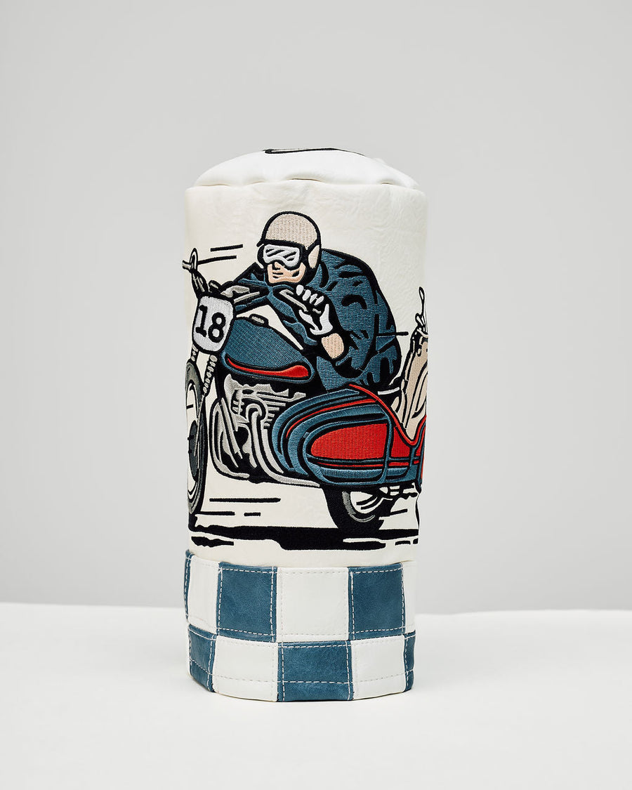 Castlebeard Check Sidecar Driver Barrel - Blue / White