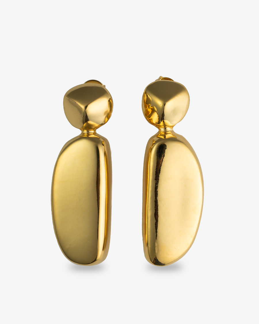 Castlebeard Chloe Sculptural Gold Drop Statement Earrings