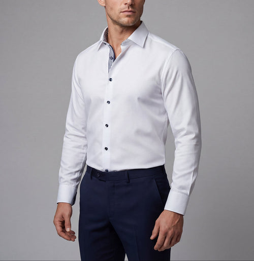 Castlebeard Christopher Button-Up Shirt With Contrast Details // White // Contemporary Fit (Regular)
