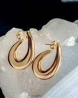 Castlebeard Clara Chunky Teardrop Gold Hoop Earrings, view 5