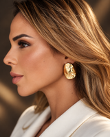 Castlebeard Claudia Organic Teardrop Gold Statement Earrings, view 2
