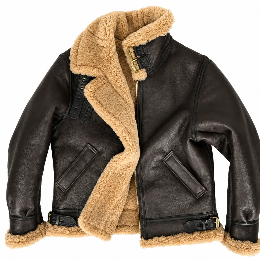 Castlebeard Cockpit USA Men's Spitfire B-3 Sheepskin Bomber Jacket | Made In USA
