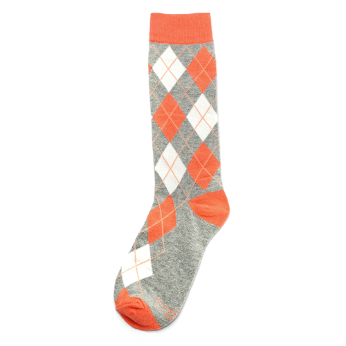 Castlebeard Coral and Grey Argyle Socks