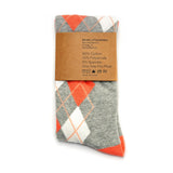 Castlebeard Coral and Grey Argyle Socks, view 4