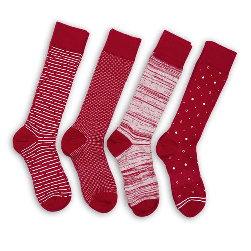 Castlebeard Crimson / White Dress Socks 4-Pack
