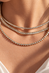 Castlebeard Cynthia 2MM Gold Round-Cut Tennis Choker Necklace, view 4