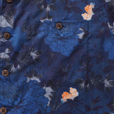 Castlebeard Dark Blue Hawaiian Shirt For Men Peony Shirt Camp Collar 100% Cotton Shirt By Seven, view 3