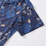 Castlebeard Dark Blue Hawaiian Shirt For Men Peony Shirt Camp Collar 100% Cotton Shirt By Seven, view 4