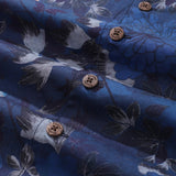 Castlebeard Dark Blue Hawaiian Shirt For Men Peony Shirt Camp Collar 100% Cotton Shirt By Seven, view 5