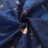 Castlebeard Dark Blue Hawaiian Shirt For Men Peony Shirt Camp Collar 100% Cotton Shirt By Seven, view 6