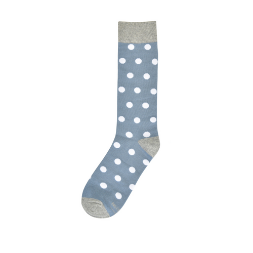 Castlebeard Dusty Blue Socks with White Polka Dot Socks