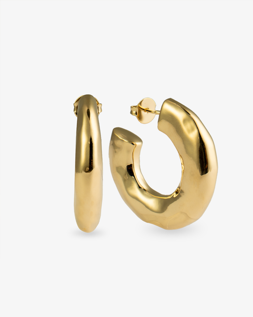 Castlebeard Emma Chunky Hammered Gold Hoop Earrings