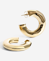Castlebeard Emma Chunky Hammered Gold Hoop Earrings, view 3
