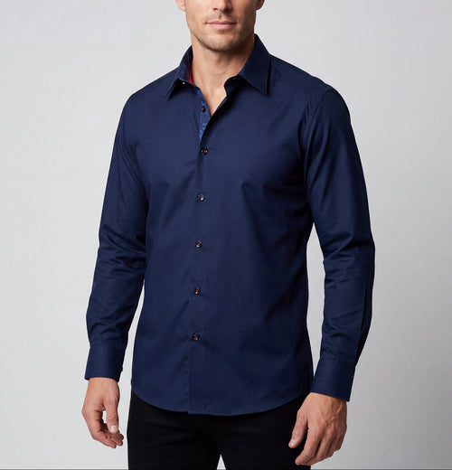 Castlebeard Geo  Button-Up Shirt With Contrast Details // Navy // Contemporary Fit (Regular)