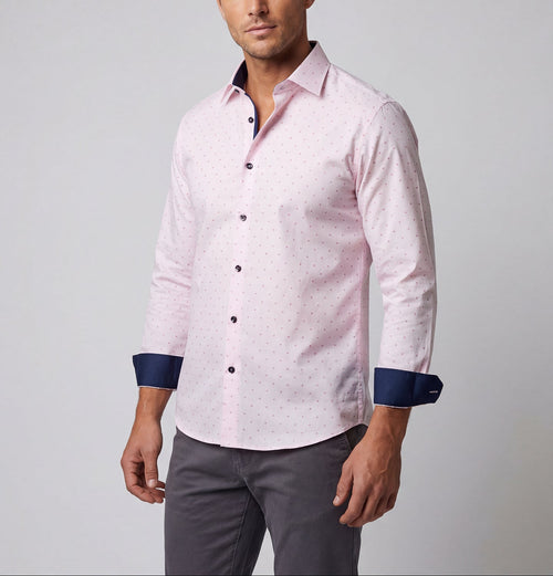 Castlebeard George Button-Up Shirt With Contrast Details // Pink // Contemporary Fit (Regular) - final sale