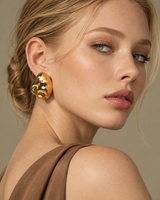 Castlebeard Giselle Organic Pebble Gold Statement Earrings, view 2
