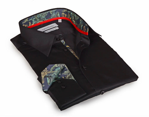 Castlebeard Go-To  Button-Up  Shirt With Contrast Details // Black // Contemporary Fit (Regular)