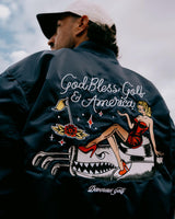 Castlebeard God Bless America Bomber Jacket - Navy, view 2