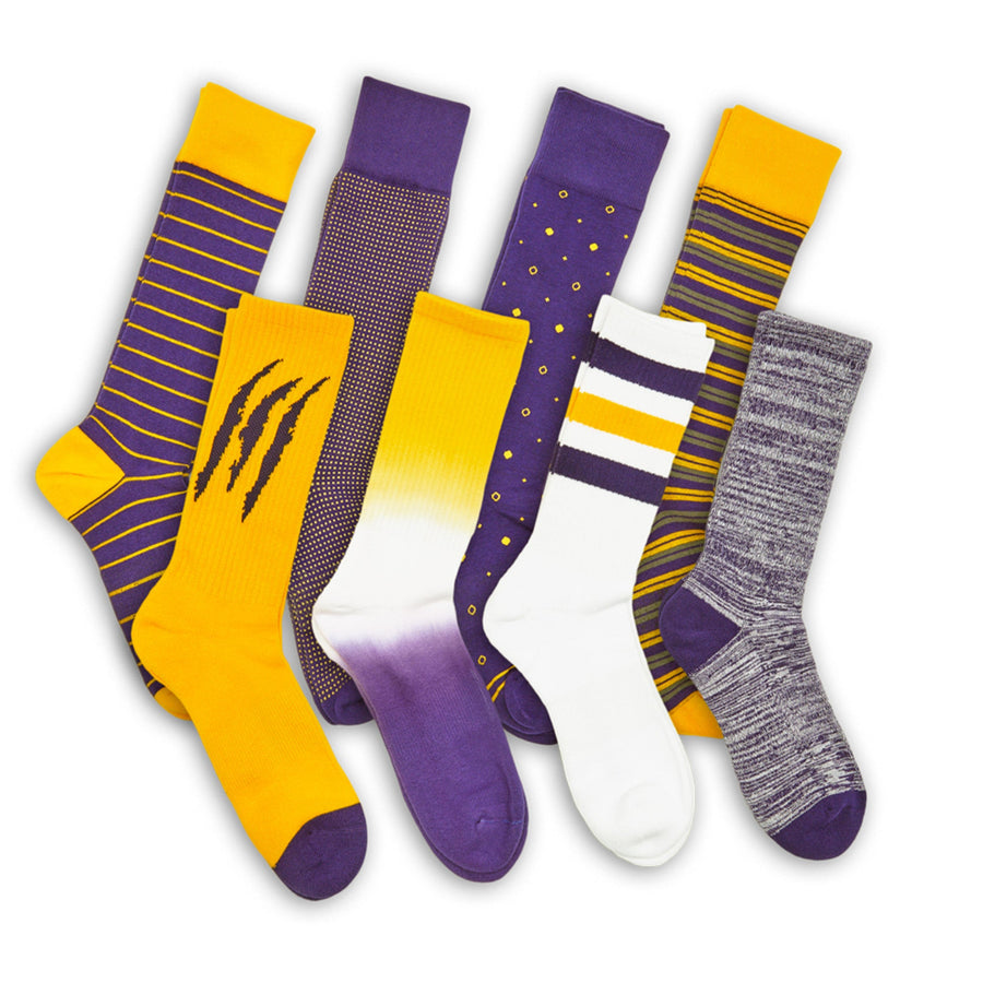 Castlebeard Gold / Purple Mixed Socks 8 Pack